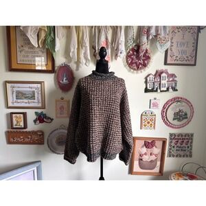 70's/80's vintage made in scotland variated chunky knit roll over collar sweater